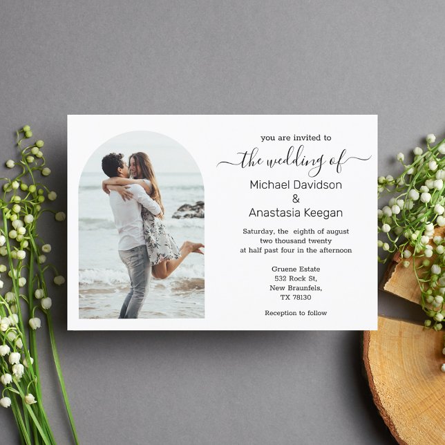 elegant simple script photo wedding  invitation (Creator Uploaded)