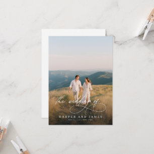 Elegant Simple Script QR Code Budget Photo Wedding Invitation