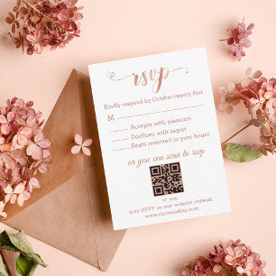 elegant simple script qr code rsvp wedding  card