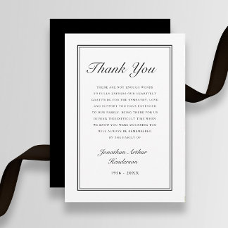 Elegant Simple Script Sympathy Funeral Thank You Card