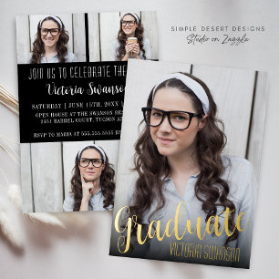 Elegant Simple Script Trendy 4 Photo Graduation