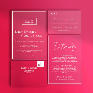Elegant Simple Script Viva Magenta Wedding Details Enclosure Card