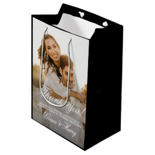 Elegant Simple Script Wedding Thank You Medium Gift Bag
