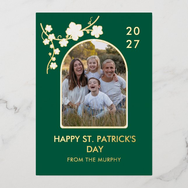 Elegant Simple Shamrock Photo St. Patrick's Day (Front)