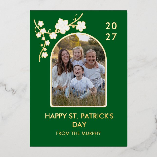 Elegant Simple Shamrock Photo St. Patrick's Day (Front)