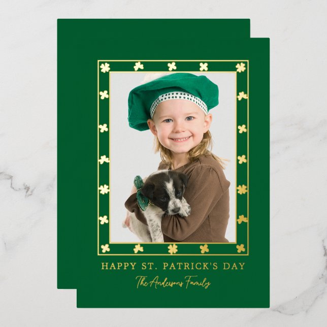 Elegant Simple Shamrock Photo St. Patrick's Day  (Front/Back)