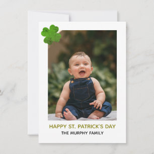 Elegant Simple Shamrock Photo St. Patrick's Day Holiday Card