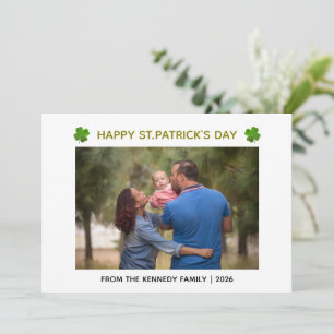 Elegant Simple Shamrock Photo St. Patrick's Day  Holiday Card