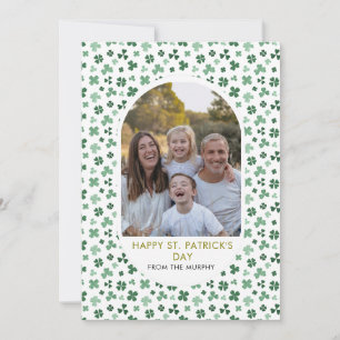 Elegant Simple Shamrock Photo St. Patrick's Day Holiday Card