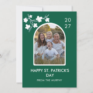 Elegant Simple Shamrock Photo St. Patrick's Day Holiday Card