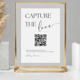 Elegant Simple Share Wedding Photos With QR Code Pedestal Sign