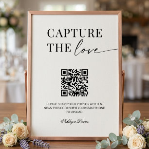 Elegant Simple Share Wedding Photos With QR Code Poster