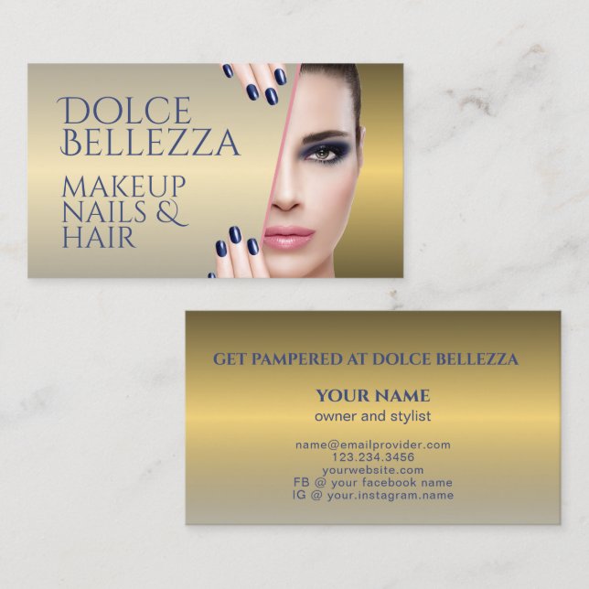 Elegant Simple Shiny Glossy Looking Faux Gold Art Business Card (Front/Back)
