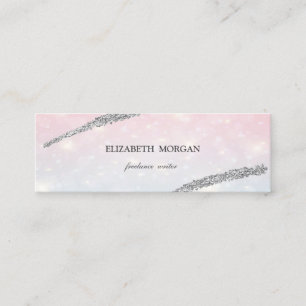 Elegant Simple, Silver Glitter Line, Bokeh Mini Business Card