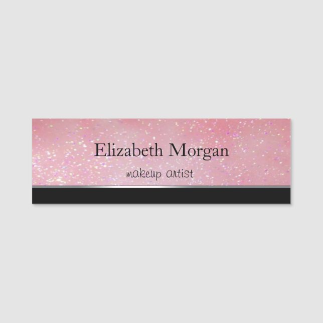 Elegant  Simple  Silver Stripe Name Tag (Front)