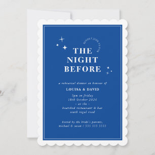 ELEGANT simple stars rehearsal dinner royal blue Invitation