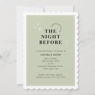 ELEGANT simple stars rehearsal dinner sage green Invitation