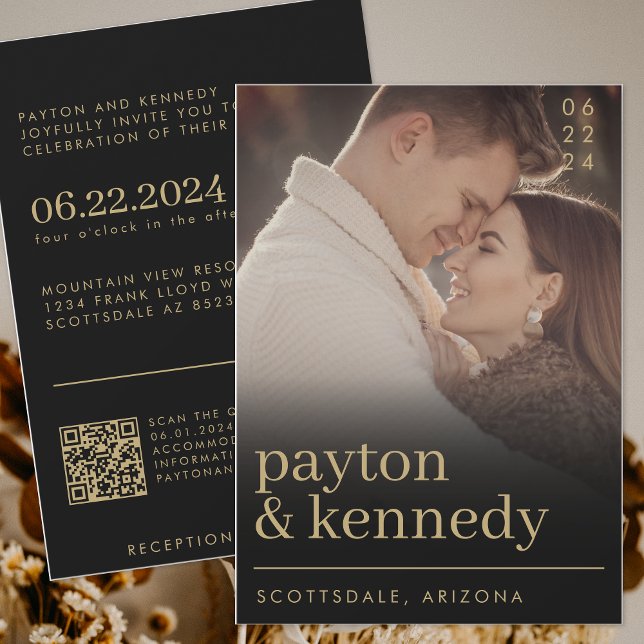 Elegant Simple Stylish Chic Modern QR Code Photo Invitation (Creator Uploaded)