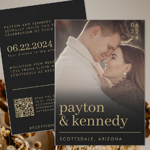 Elegant Simple Stylish Chic Modern QR Code Photo Invitation