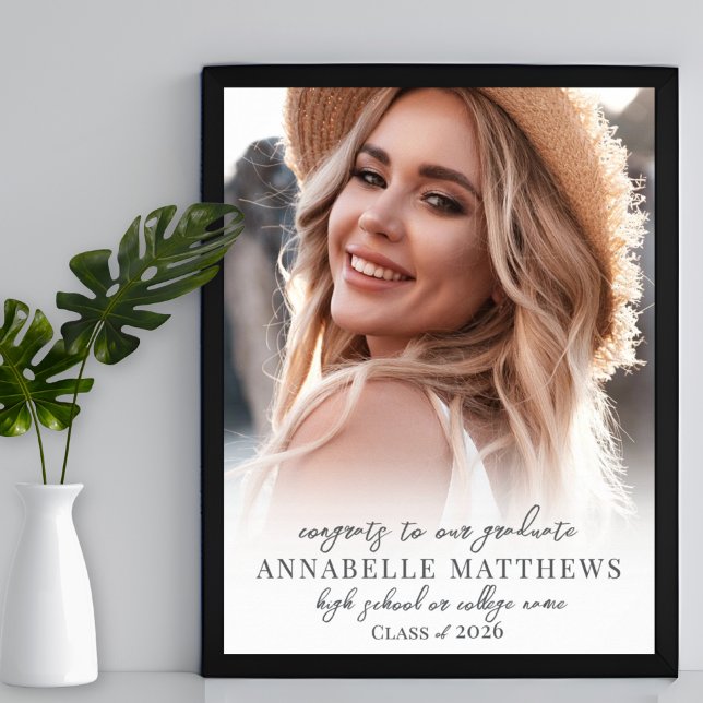 Elegant Simple Stylish Photo Graduation Party Sign (Simple Photo Graduation Party Sign)