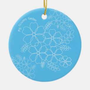 Elegant simple summer flowers pattern ceramic tree decoration