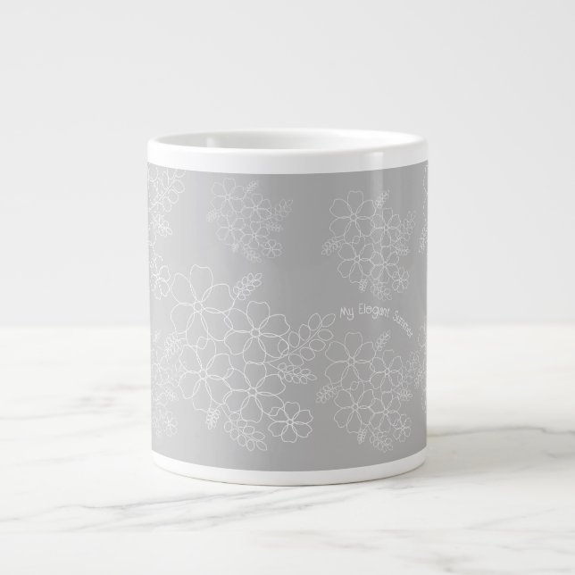 Elegant simple summer flowers pattern large coffee mug (Front)