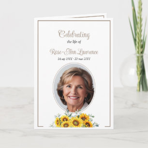 Elegant Simple Sunflower Funeral Folded Programme