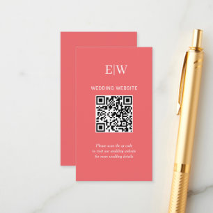 Elegant Simple Sunset Coral with Monogram Wedding Enclosure Card