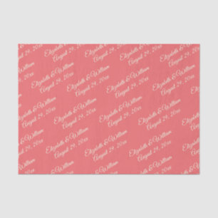 Elegant Simple Sunset Coral with Monogram Wedding Tissue Paper