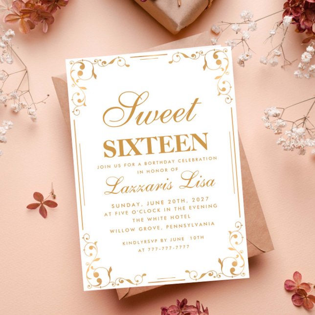 Elegant Simple Sweet Sixteen 16 Party Birthday  Invitation (Creator Uploaded)