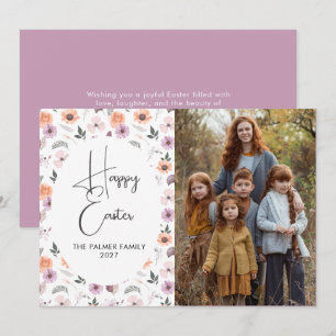 Elegant Simple Sweet spring floral Easter Portrait Holiday Card
