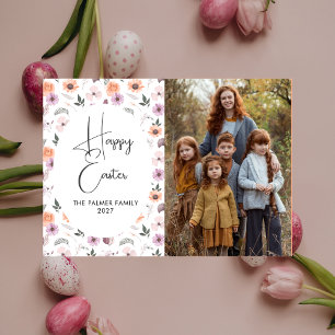 Elegant Simple Sweet spring floral Easter Portrait Holiday Card