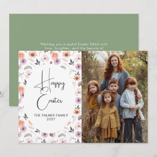 Elegant Simple Sweet spring floral Easter Portrait Holiday Card