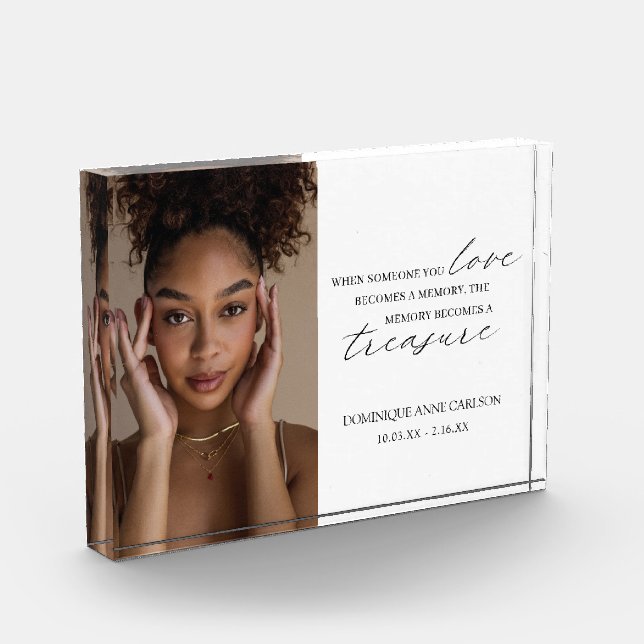 Elegant Simple Sympathy Bereavement Memorial Photo Block (Left)