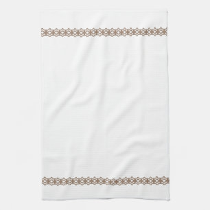 Elegant Simple Tan Lace Border Tea Kitchen Towel