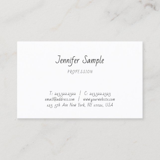 Elegant Simple Template Hand Script Professional Business Card (Front)