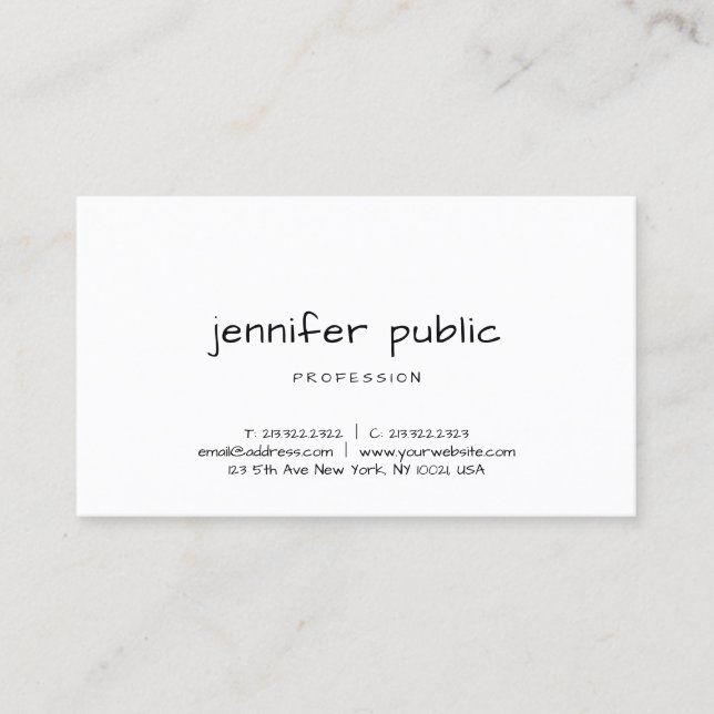 Elegant Simple Template Modern Handwritten Script Business Card (Front)