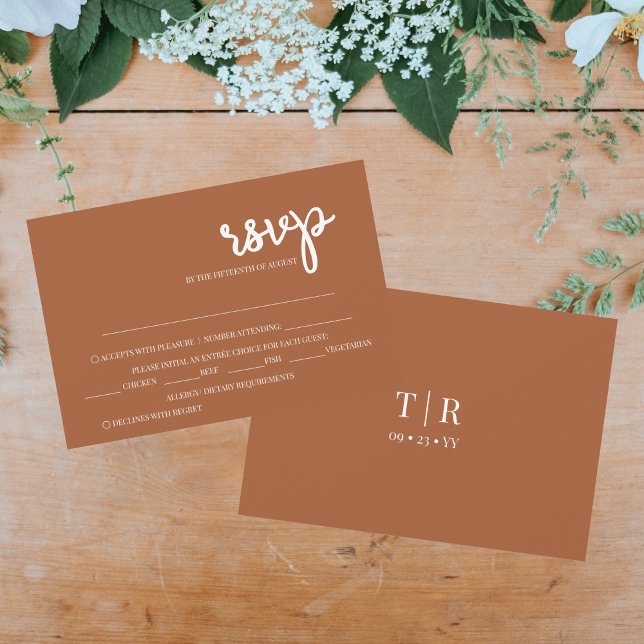 Elegant Simple Terracotta Wedding  RSVP Card (Creator Uploaded)