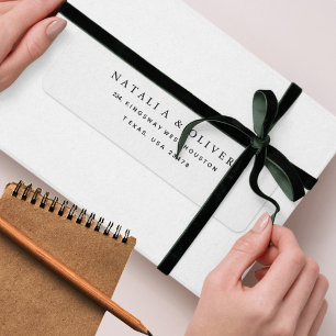 Elegant simple text Black and white return address