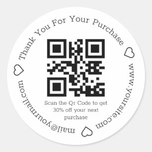 elegant simple thank you business qr code classic round sticker
