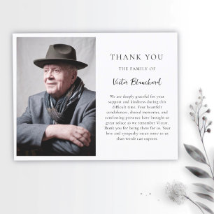 Elegant & Simple Thank You Funeral Photo  Card