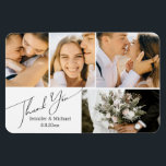 elegant simple thank you,wedding 4 photos collage magnet<br><div class="desc">elegant chic thank you, wedding 4 photos collage Magnet</div>