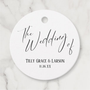 Elegant Simple The Wedding of Black & White Favour Tags