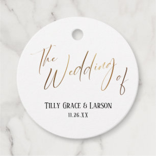 Elegant Simple The Wedding of Gold Typography Favour Tags