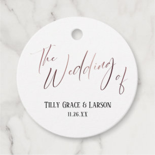 Elegant Simple The Wedding of Rose Gold Typography Favour Tags