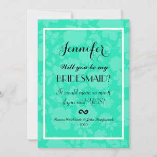Elegant & Simple Two Tone Teal Floral Pattern Invitation