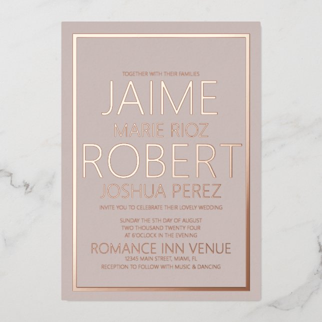 ELEGANT & SIMPLE Typography Muted Tan Wedding (Front)