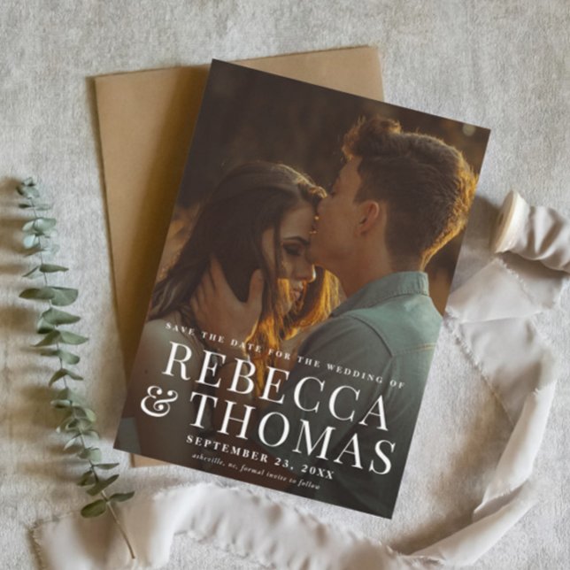 Elegant Simple Typography Photo Wedding  Save The Date (Elegant Simple Typography Photo Wedding Save the Date Cards.)