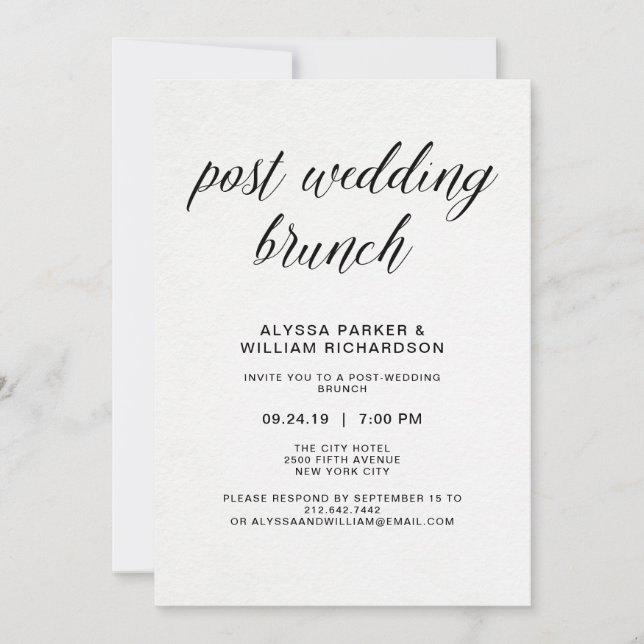 Elegant Simple Typography Post Wedding Brunch Invitation (Front)