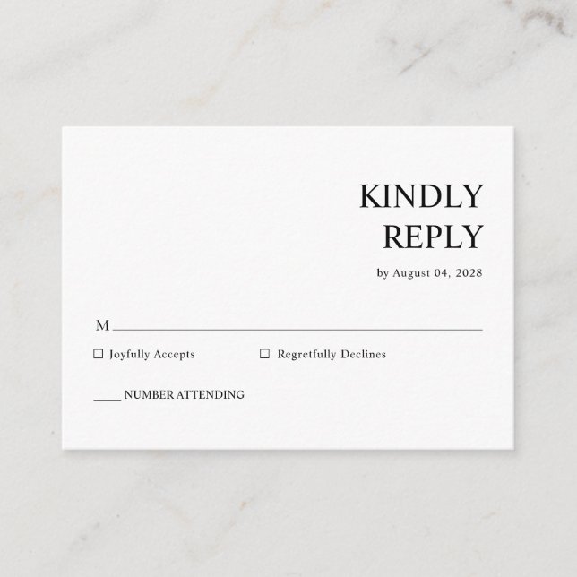 Elegant Simple Typography Wedding RSVP Enclosure Card (Front)